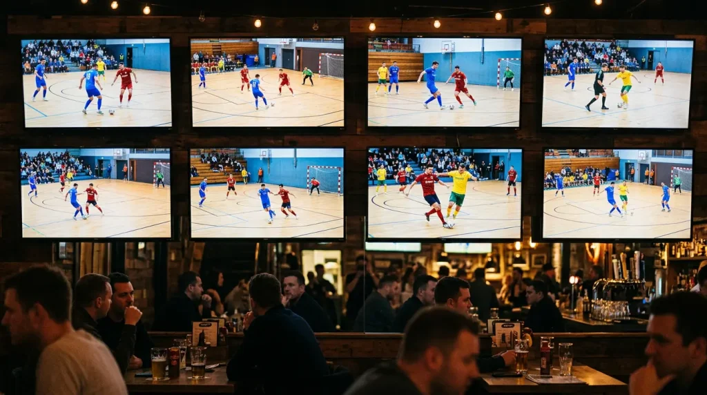 Varios partidos de fútbol sala simultáneos en pantallas múltiples